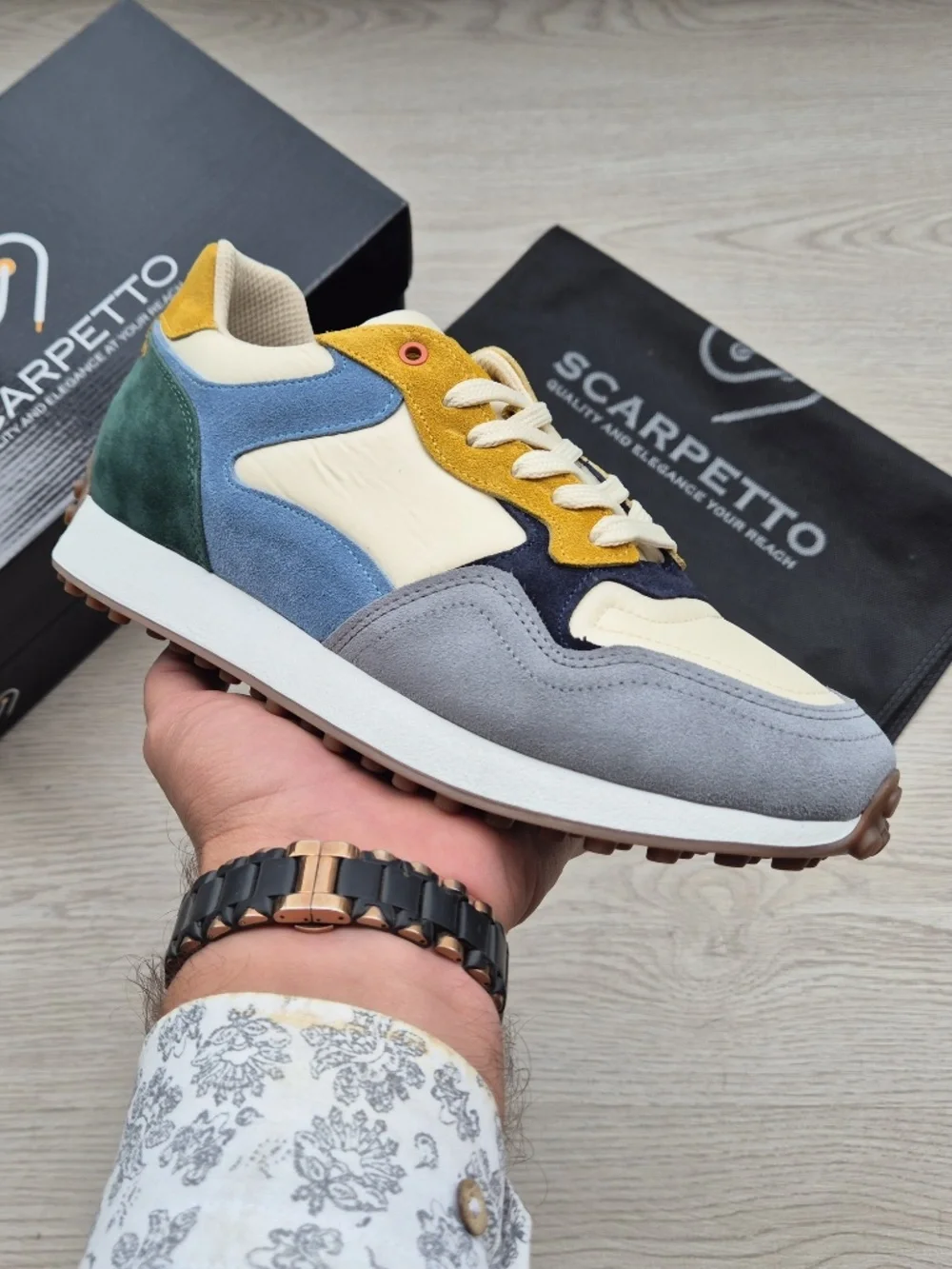 Corsa Meadow Multi Sneakers: Suede, Nylon, Leather Panels